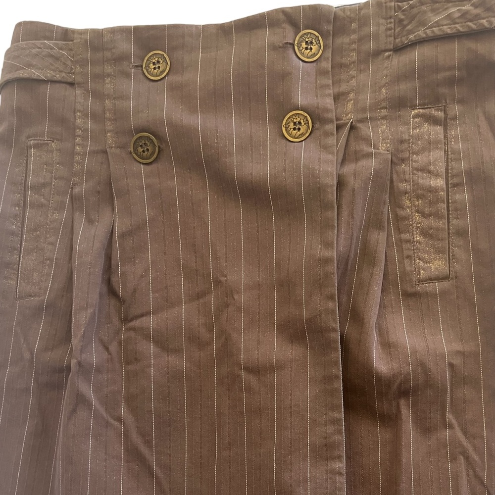 CUE | Wrap Skirt Pinstripe Brown 10 - Picture 4 of 10